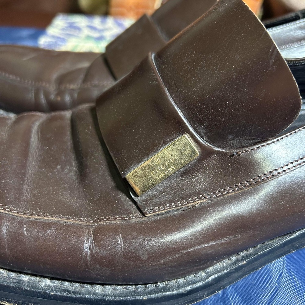 Gucci Brown Leather Dress Shoes Sz 8.5 E - Picture 9 of 12